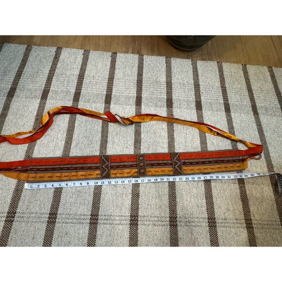 Maliparmi Wool Bead Ribbon Chunky Belt OS Brown Orange Boho Festival main image 5